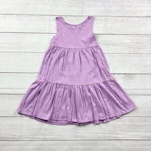 H&M Girls Dress Purple Polka Dot Tiered Sleeveless 6-8 Years